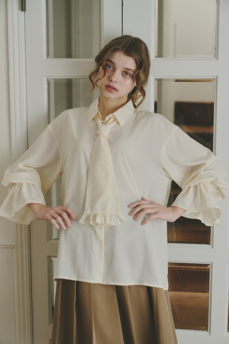 idem イデム　volume sleeve frill tie blouse volume sleeve frill tie blouse – idem