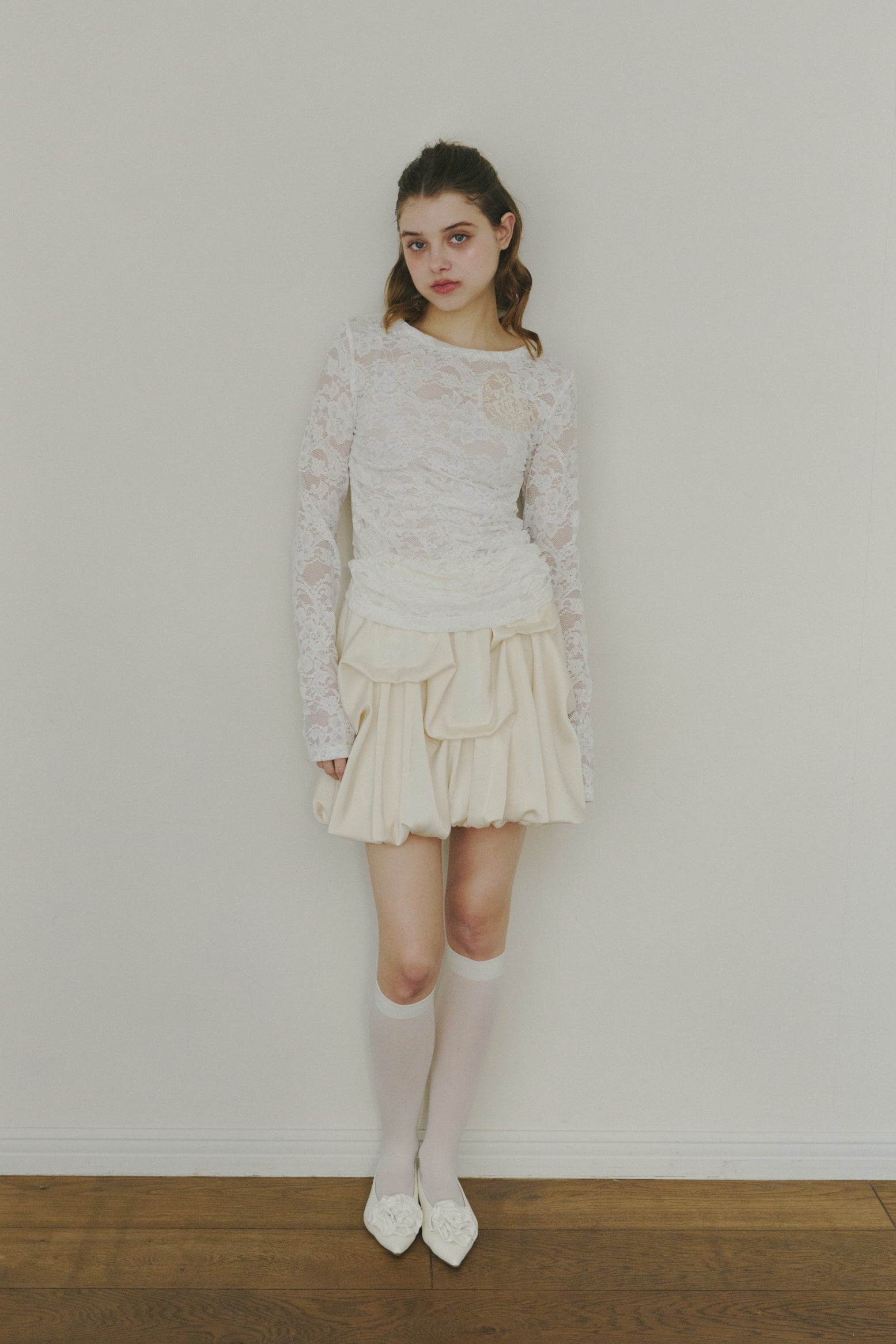 heart lace long sleeve tops