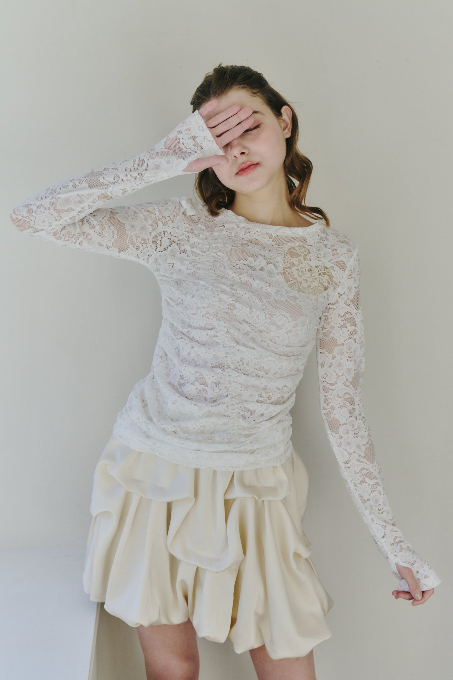 heart lace long sleeve tops