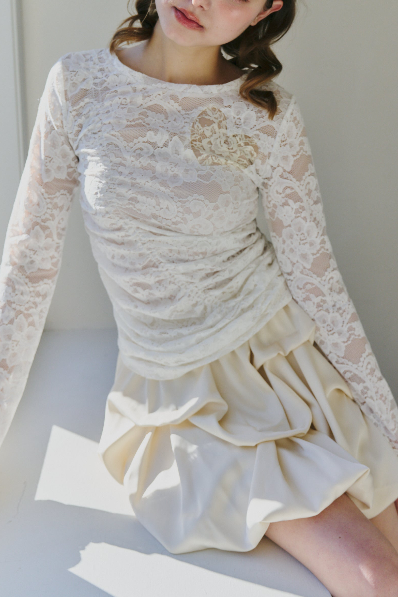 heart lace long sleeve tops