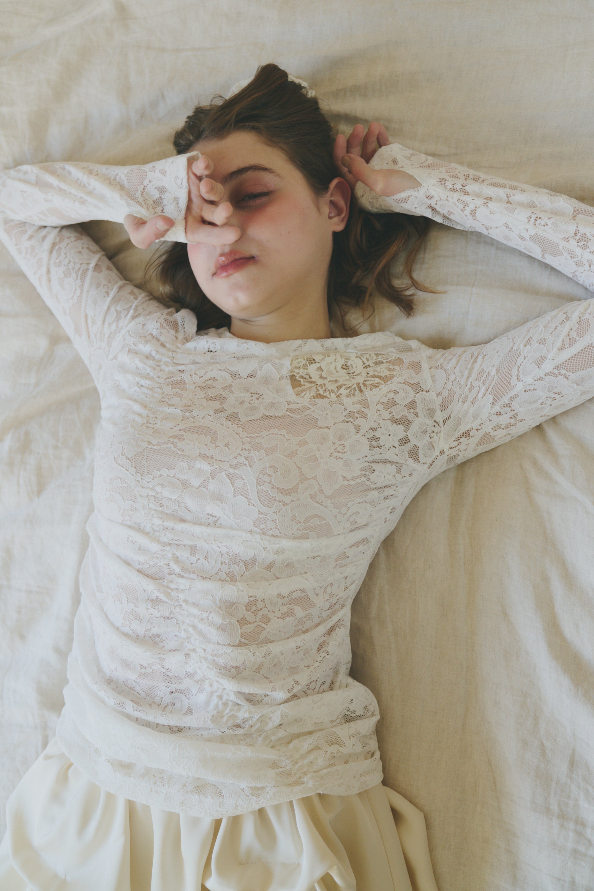 heart lace long sleeve tops