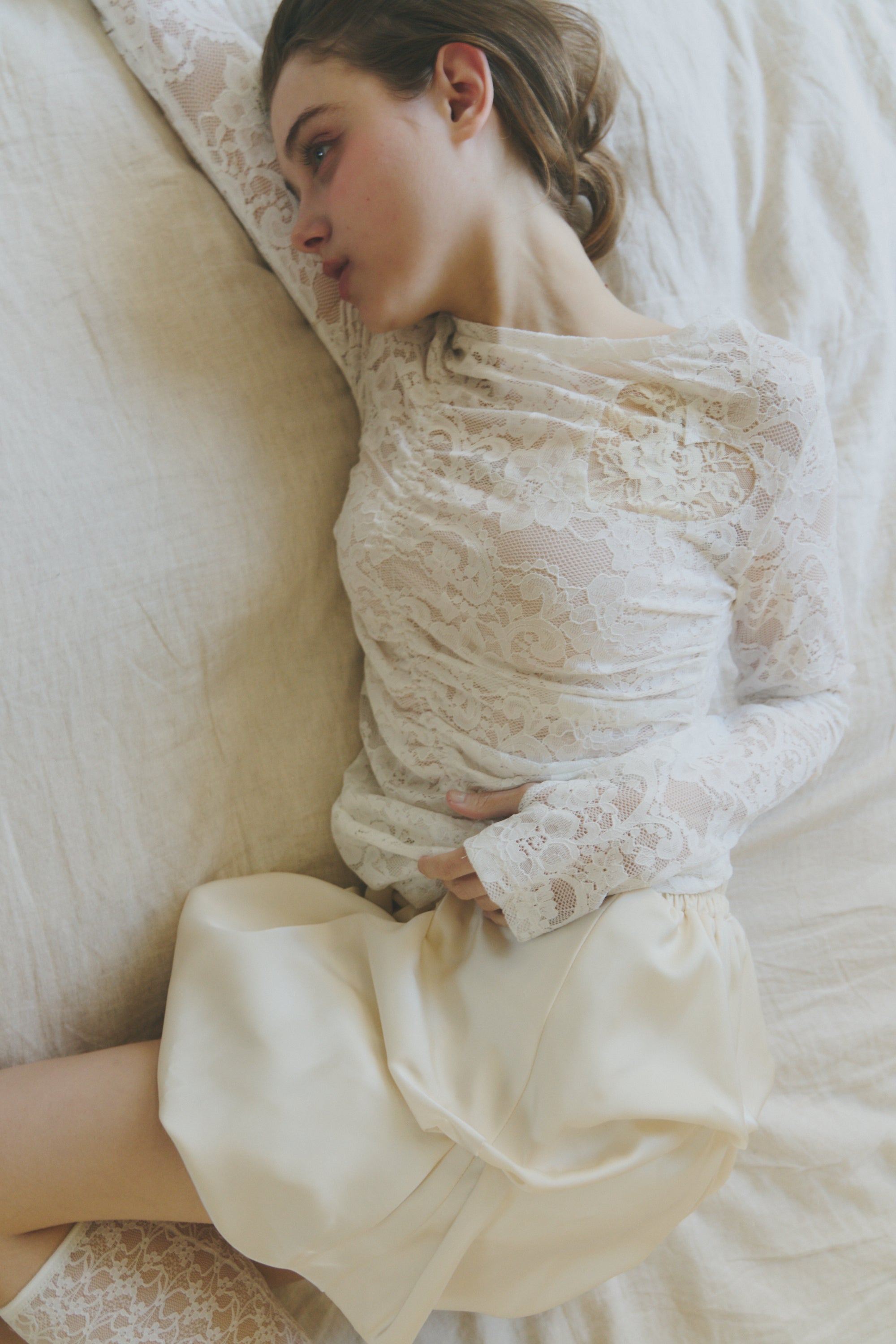 heart lace long sleeve tops