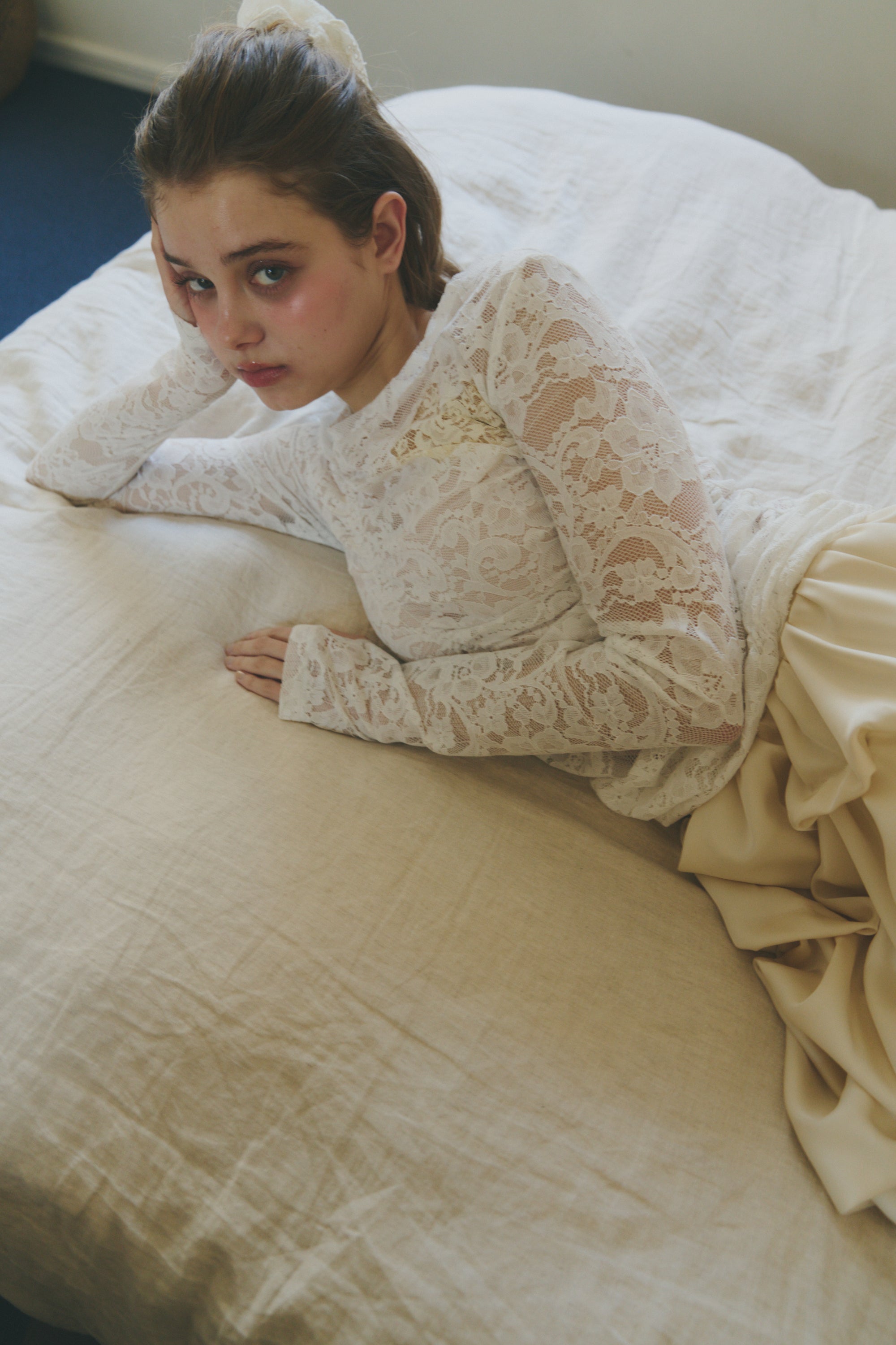 heart lace long sleeve tops