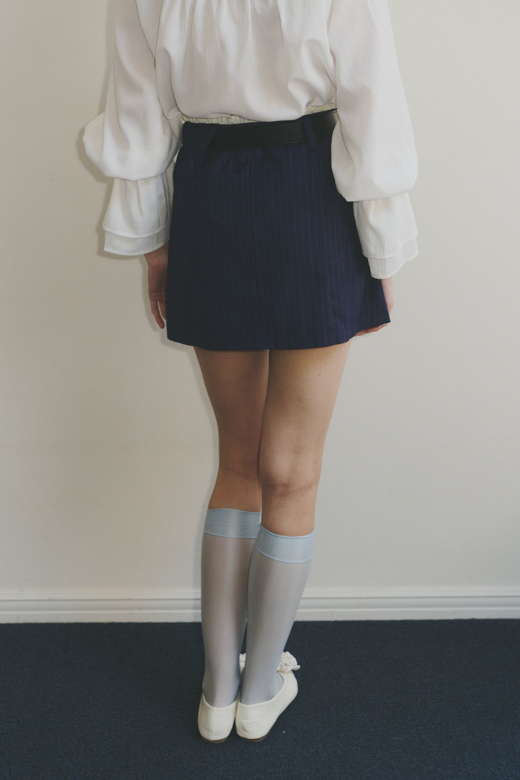 frill belt mini skirt