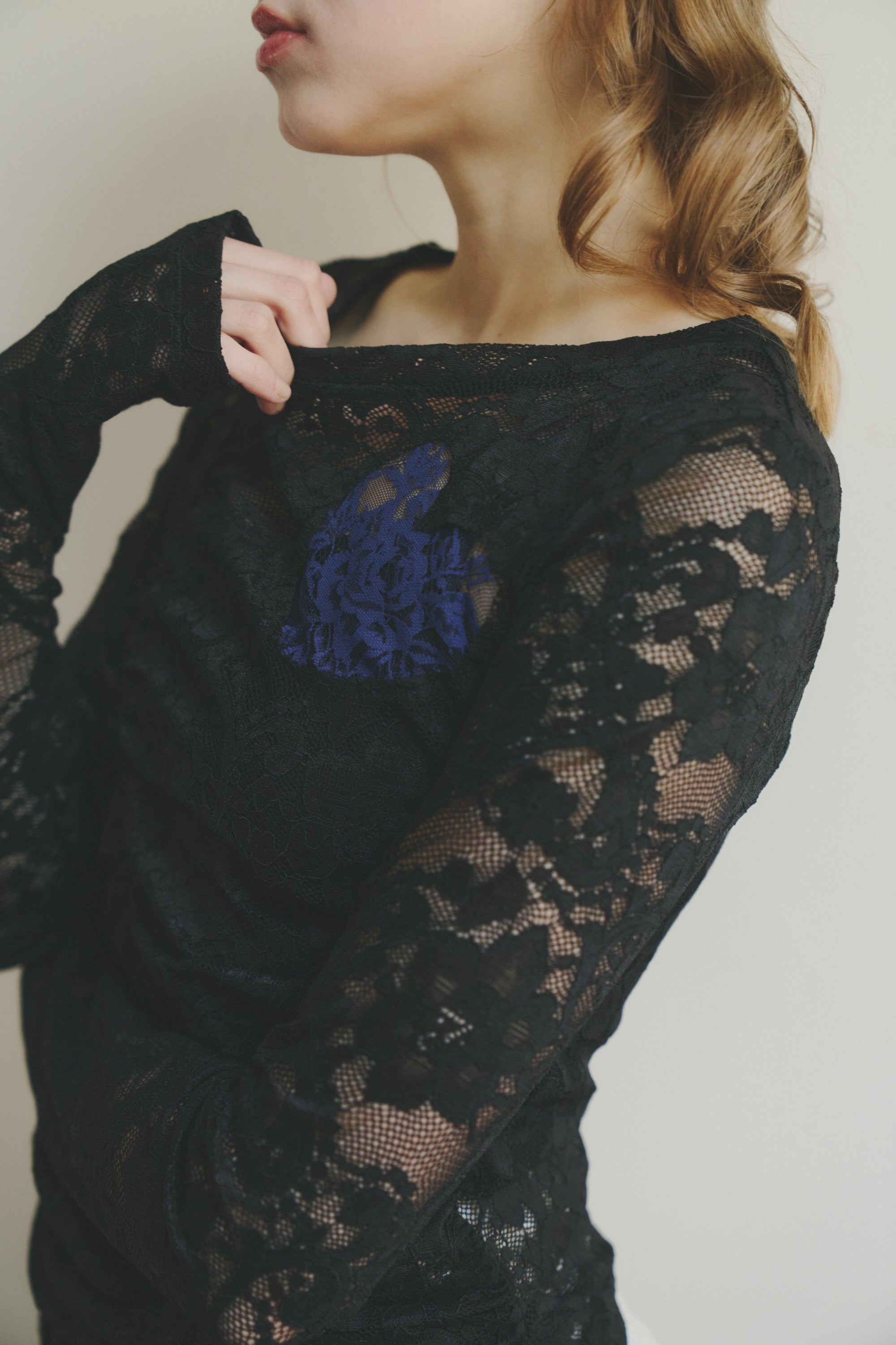 heart lace long sleeve tops