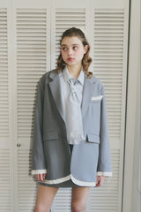 volume sleeve frill tie blouse