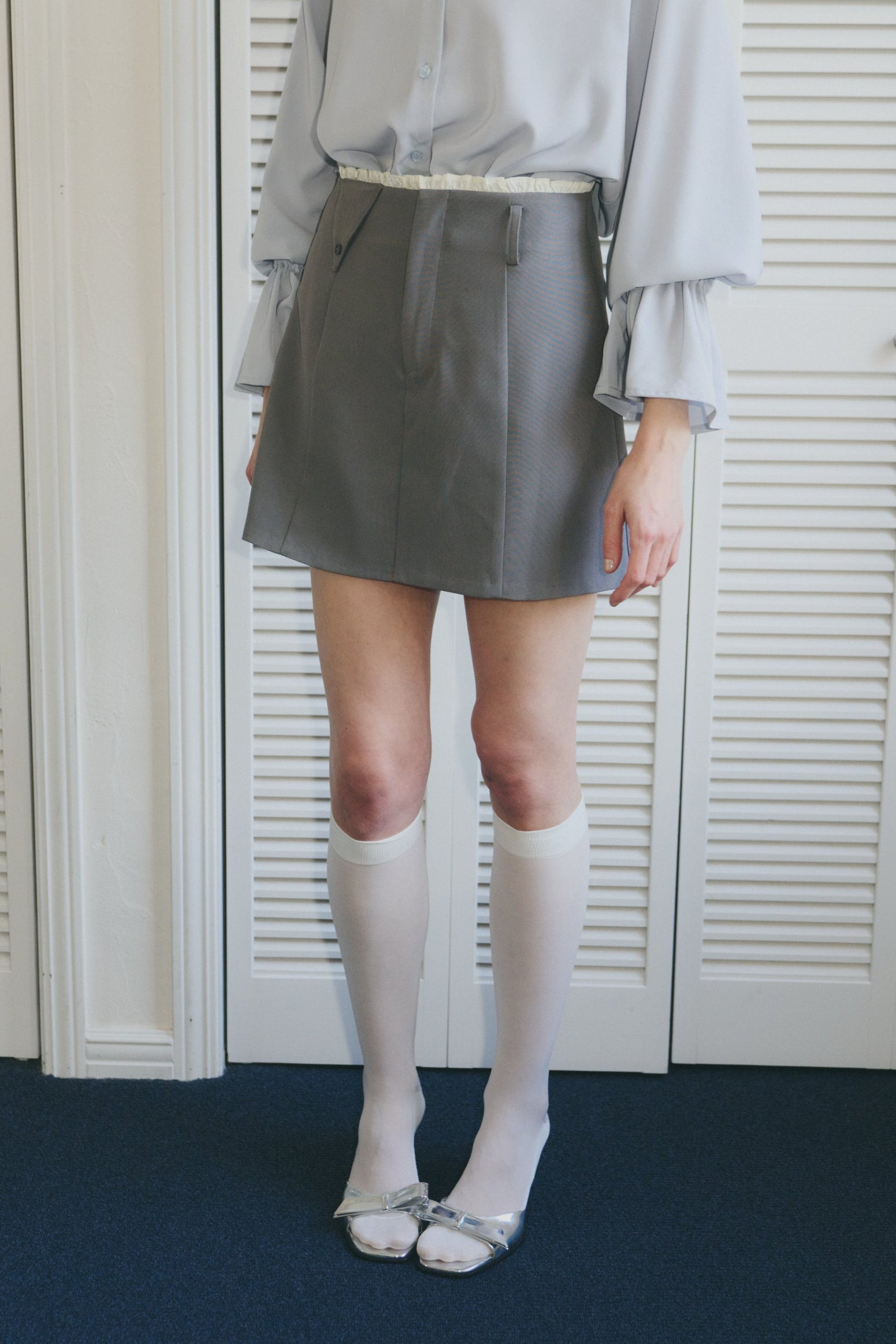 frill belt mini skirt