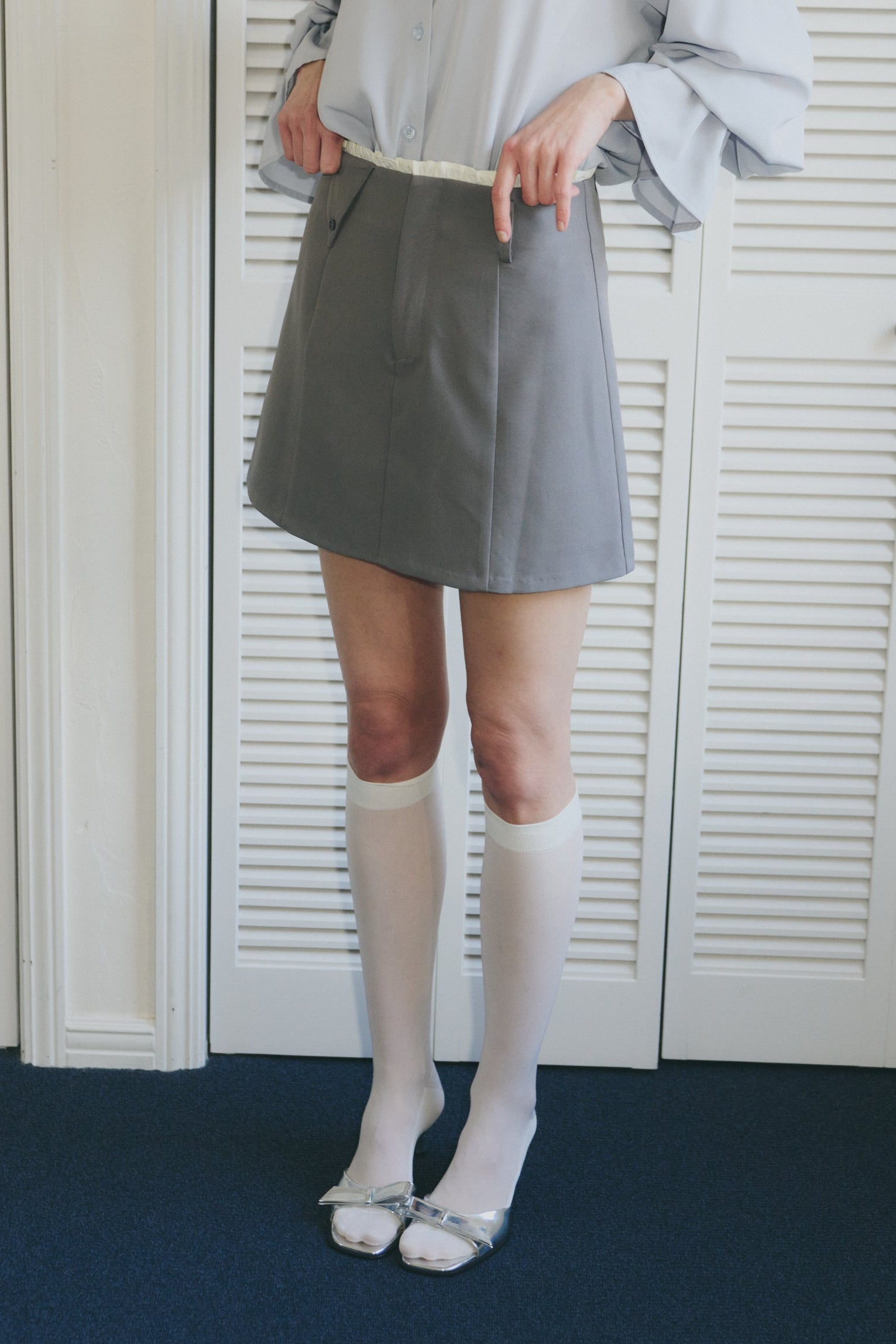 frill belt mini skirt