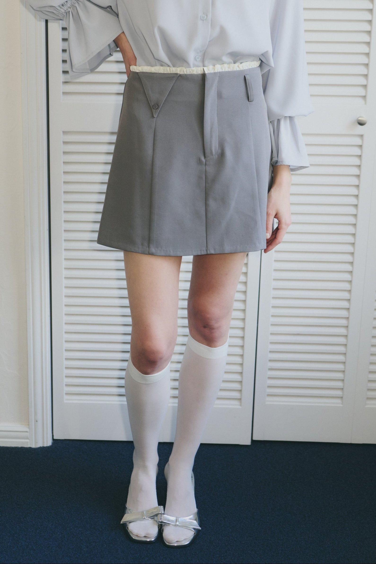 frill belt mini skirt