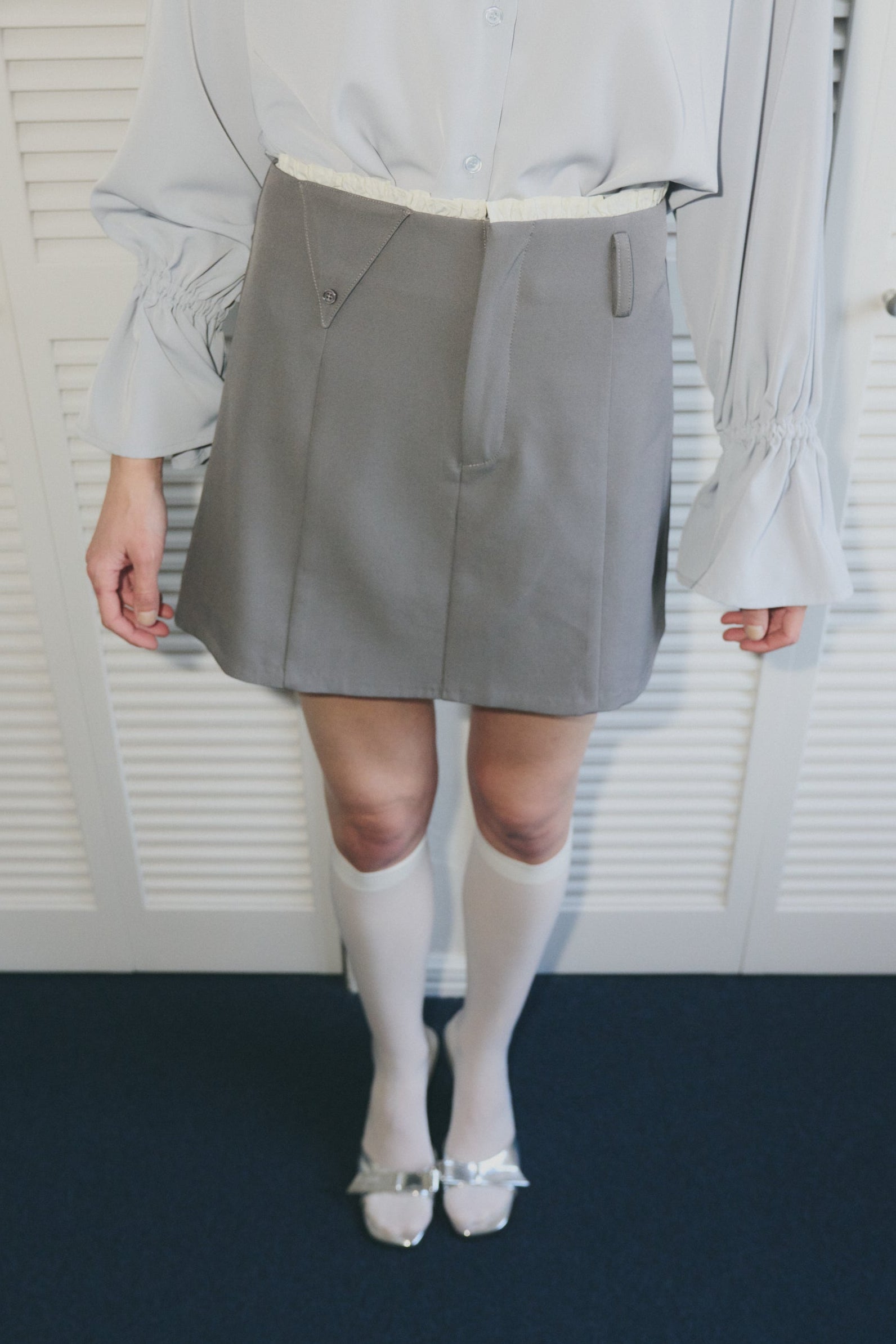 frill belt mini skirt