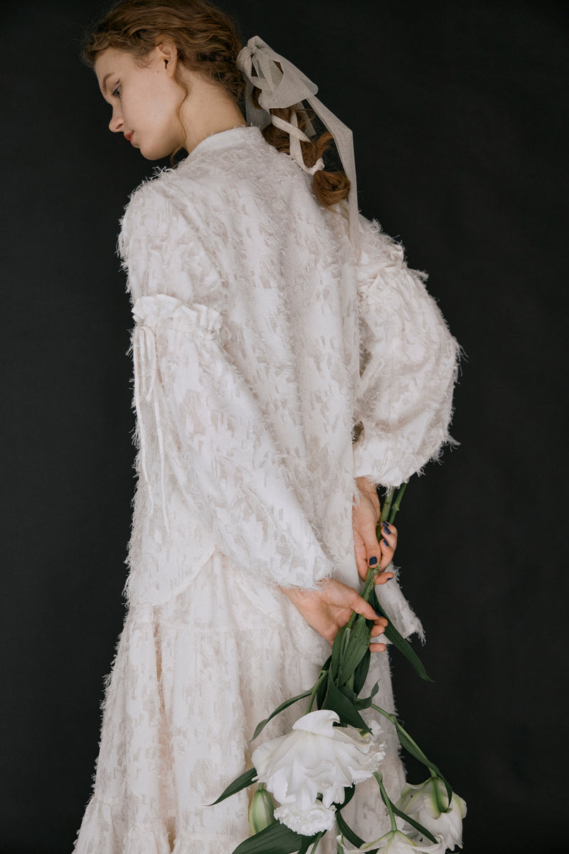 fringe volume sleeve blouse
