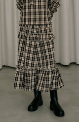 check frill tiered skirt