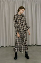 check frill tiered skirt