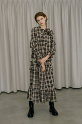 check frill tiered skirt