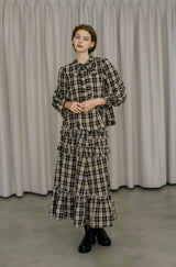 check frill tiered skirt