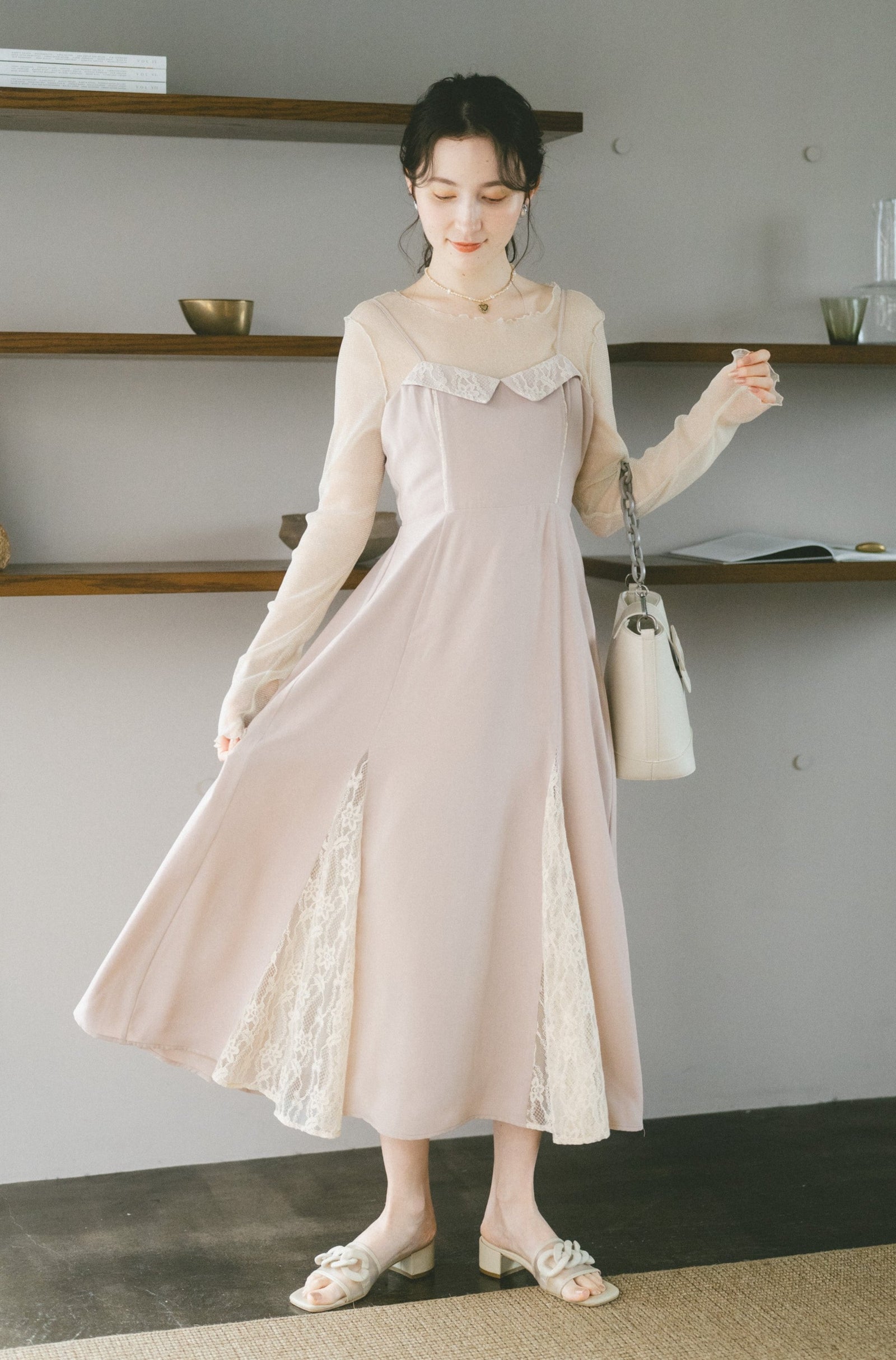 glitter × flower pretty lace dress – idem
