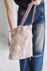 lace rose check bag