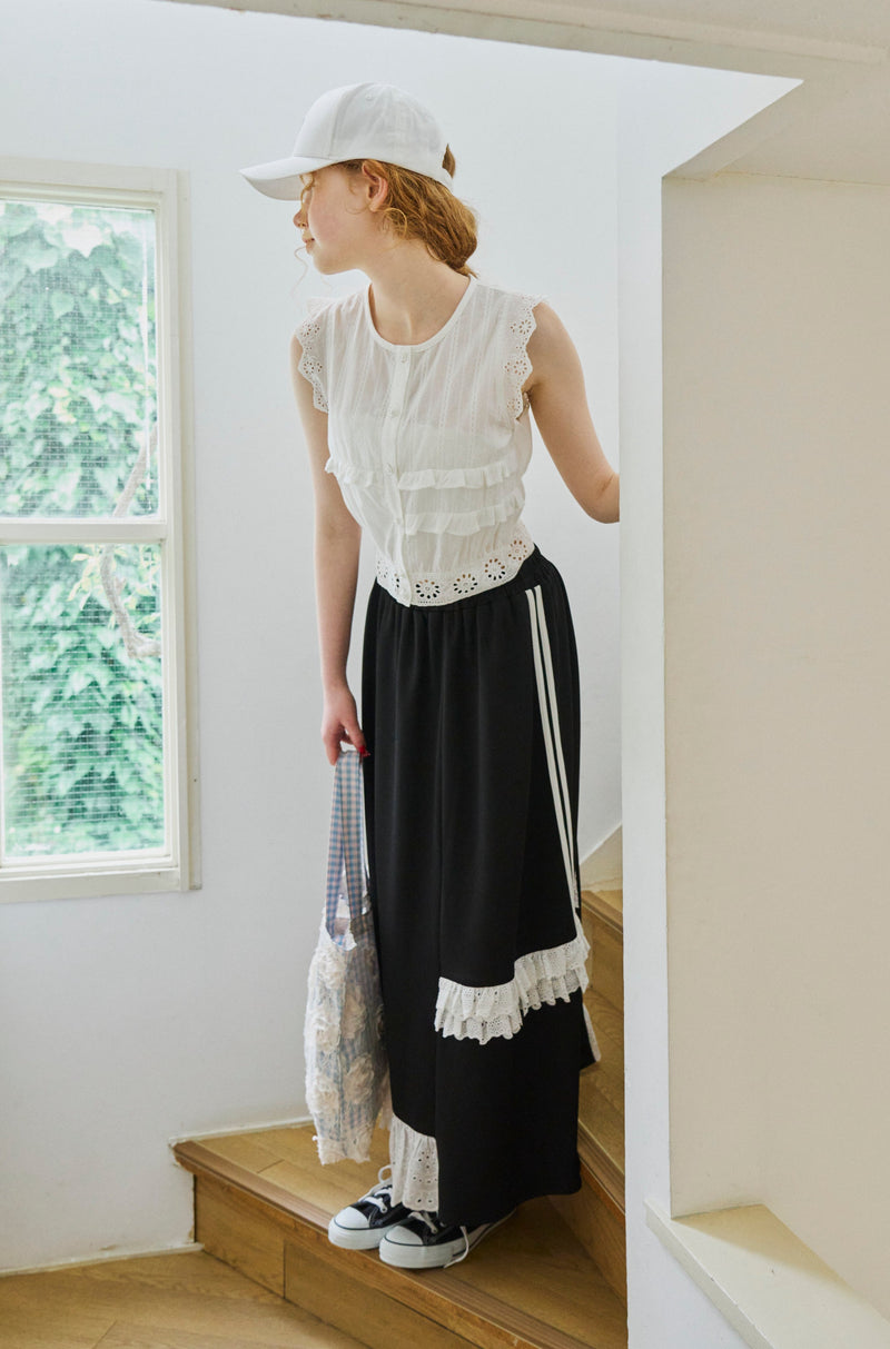 side line jersey lace skirt