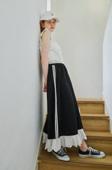 side line jersey lace skirt