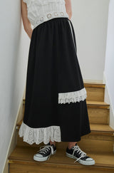 side line jersey lace skirt