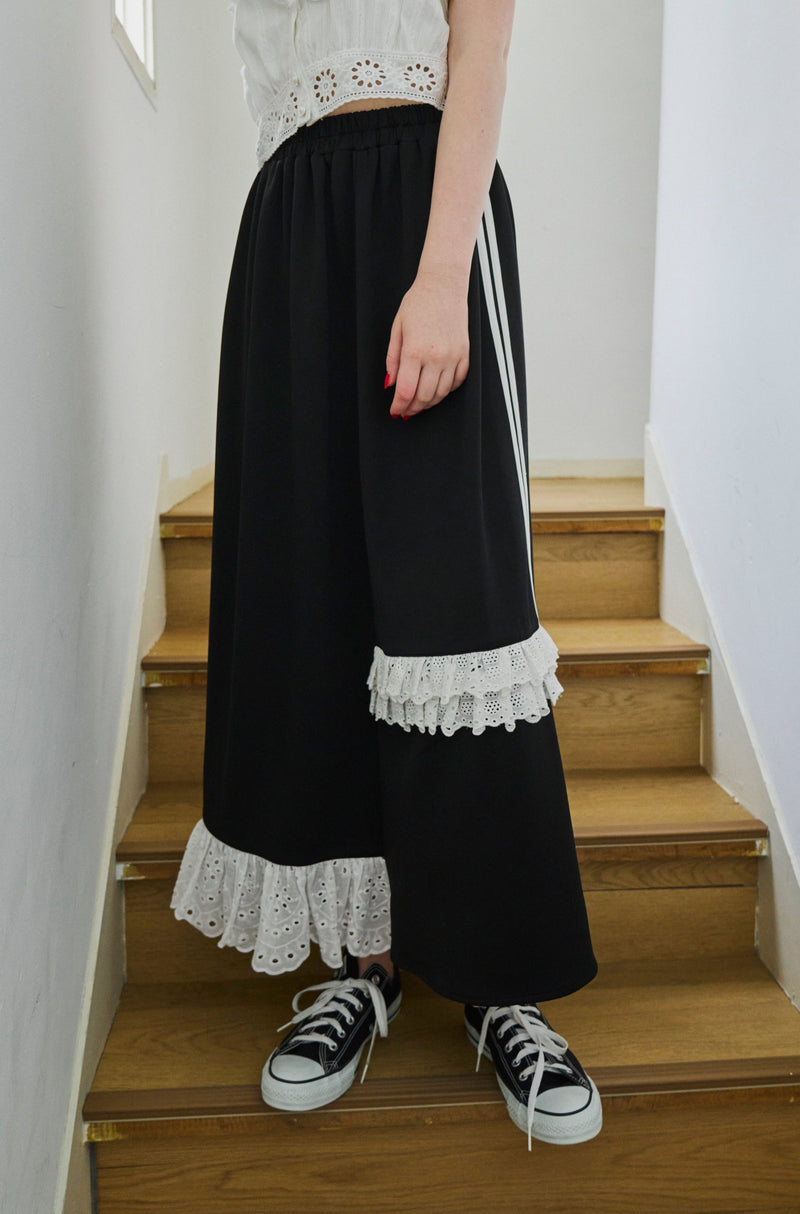 side line jersey lace skirt