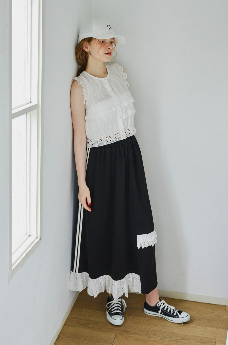 side line jersey lace skirt