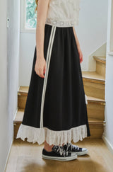 side line jersey lace skirt