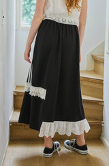 side line jersey lace skirt