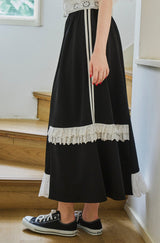 side line jersey lace skirt