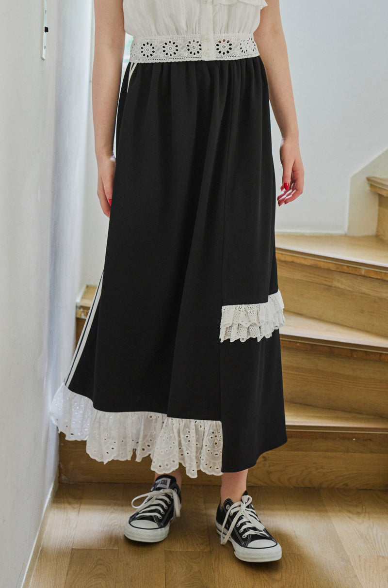 side line jersey lace skirt