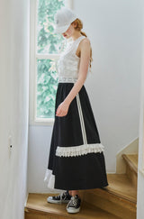 side line jersey lace skirt