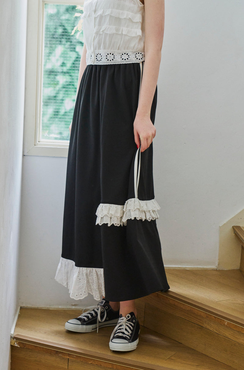 side line jersey lace skirt