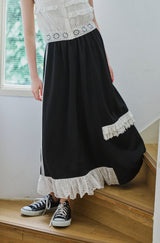 side line jersey lace skirt