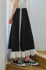 side line jersey lace skirt