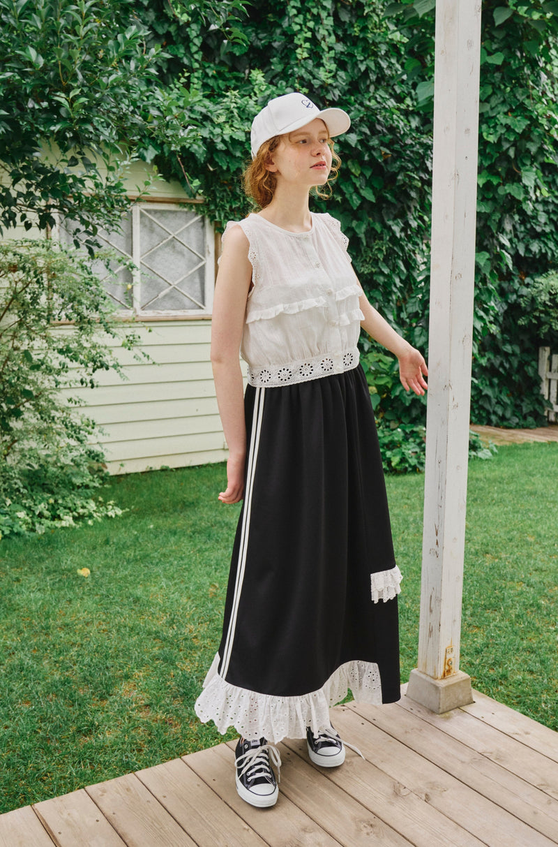 side line jersey lace skirt