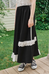 side line jersey lace skirt