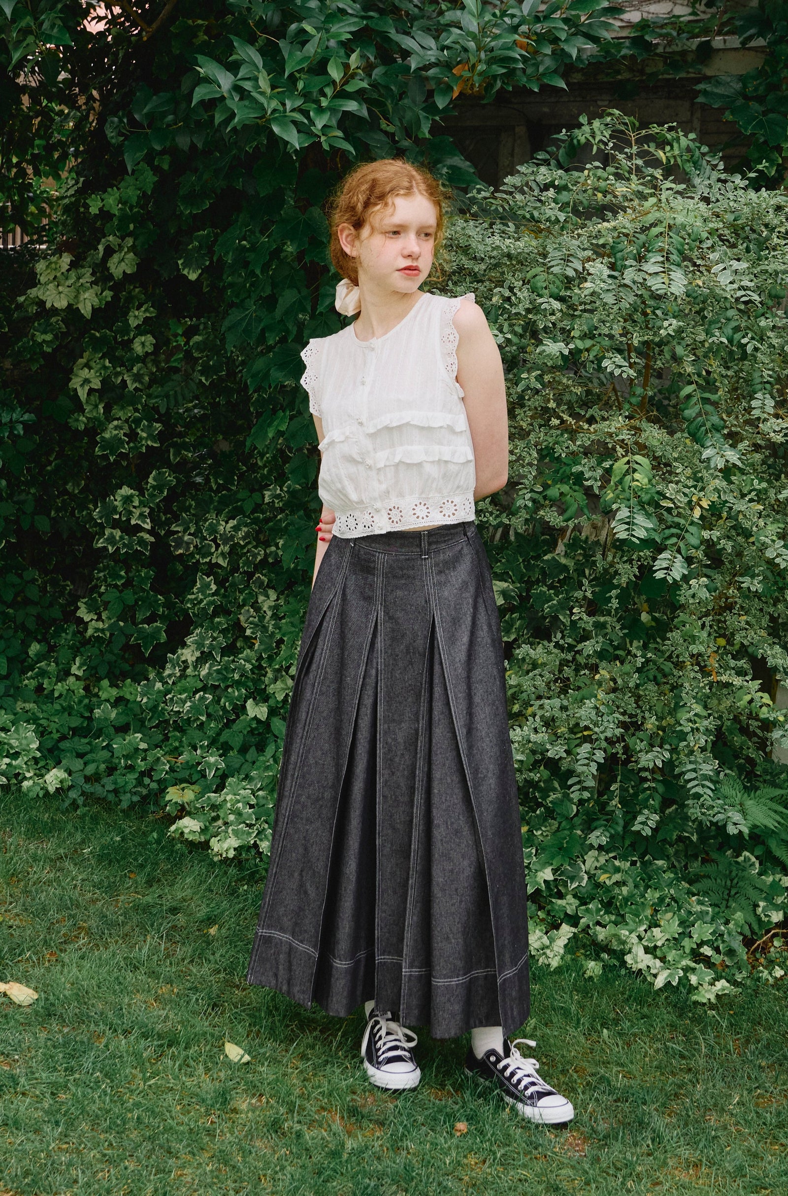 made in Japan tuck denim skirt – idem