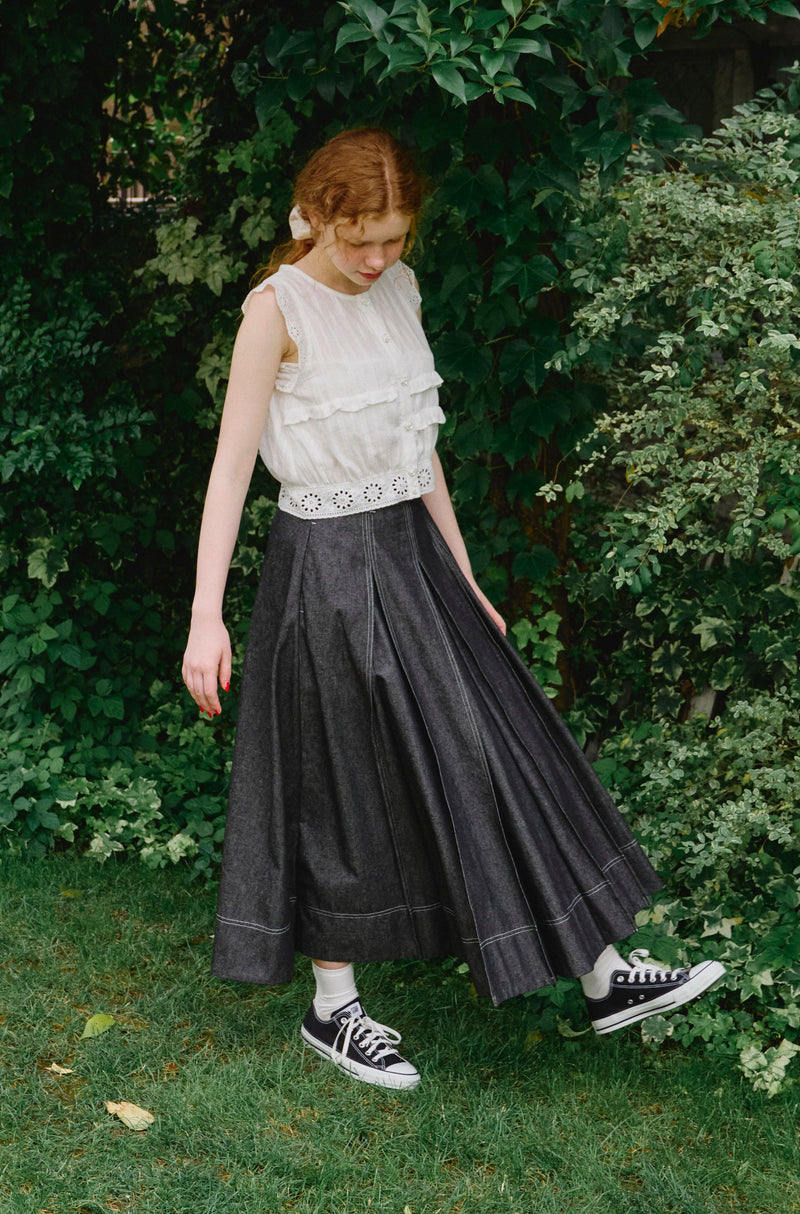 made in Japan tuck denim skirt