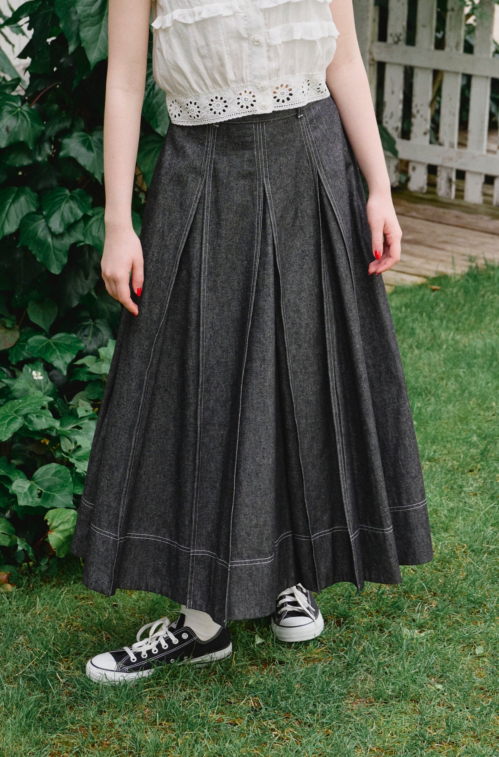 made in Japan tuck denim skirt – idem