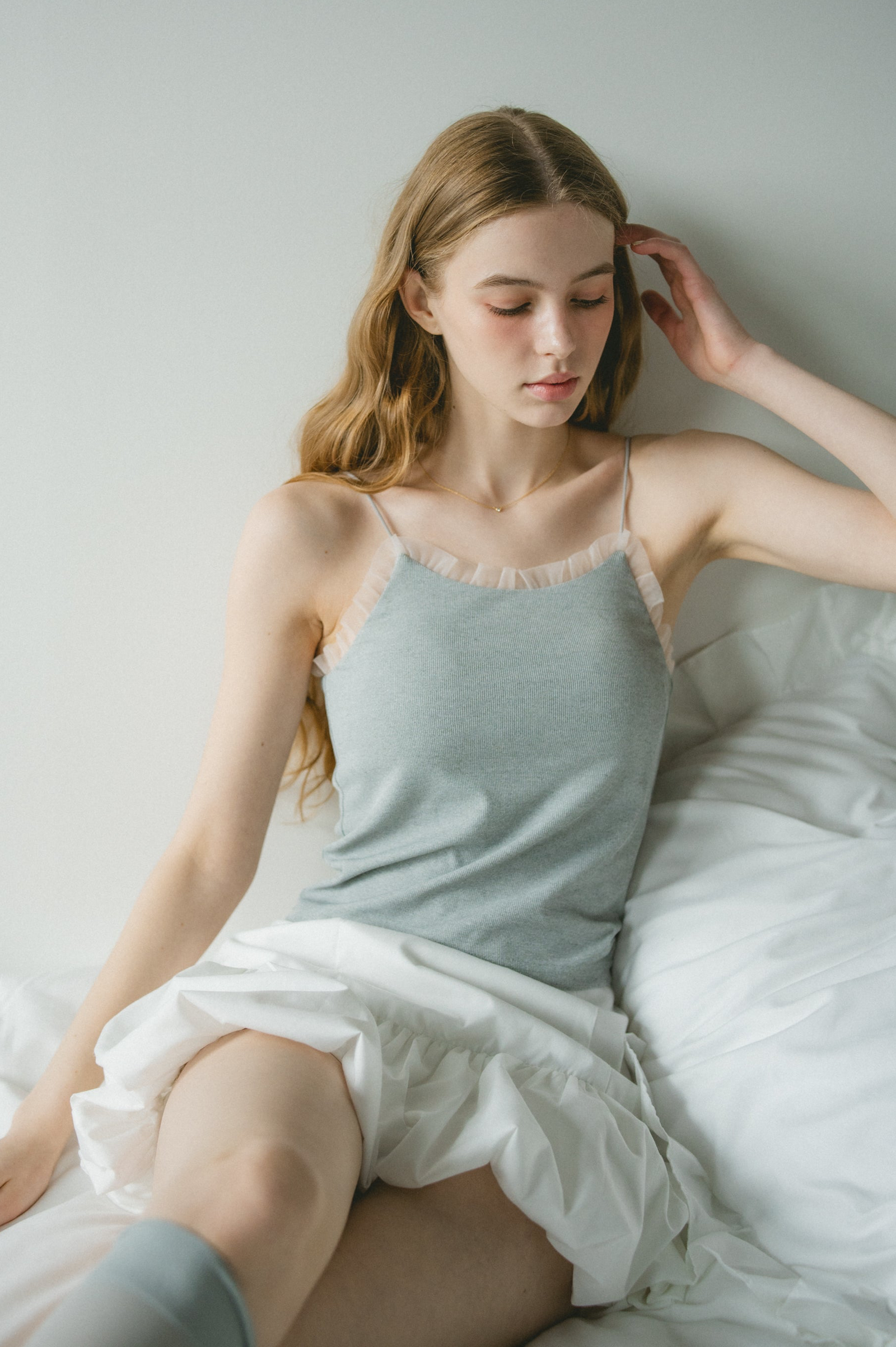 ifsixwasnine ケララ シャドウ キャミソール cup in tulle frill camisole – idem