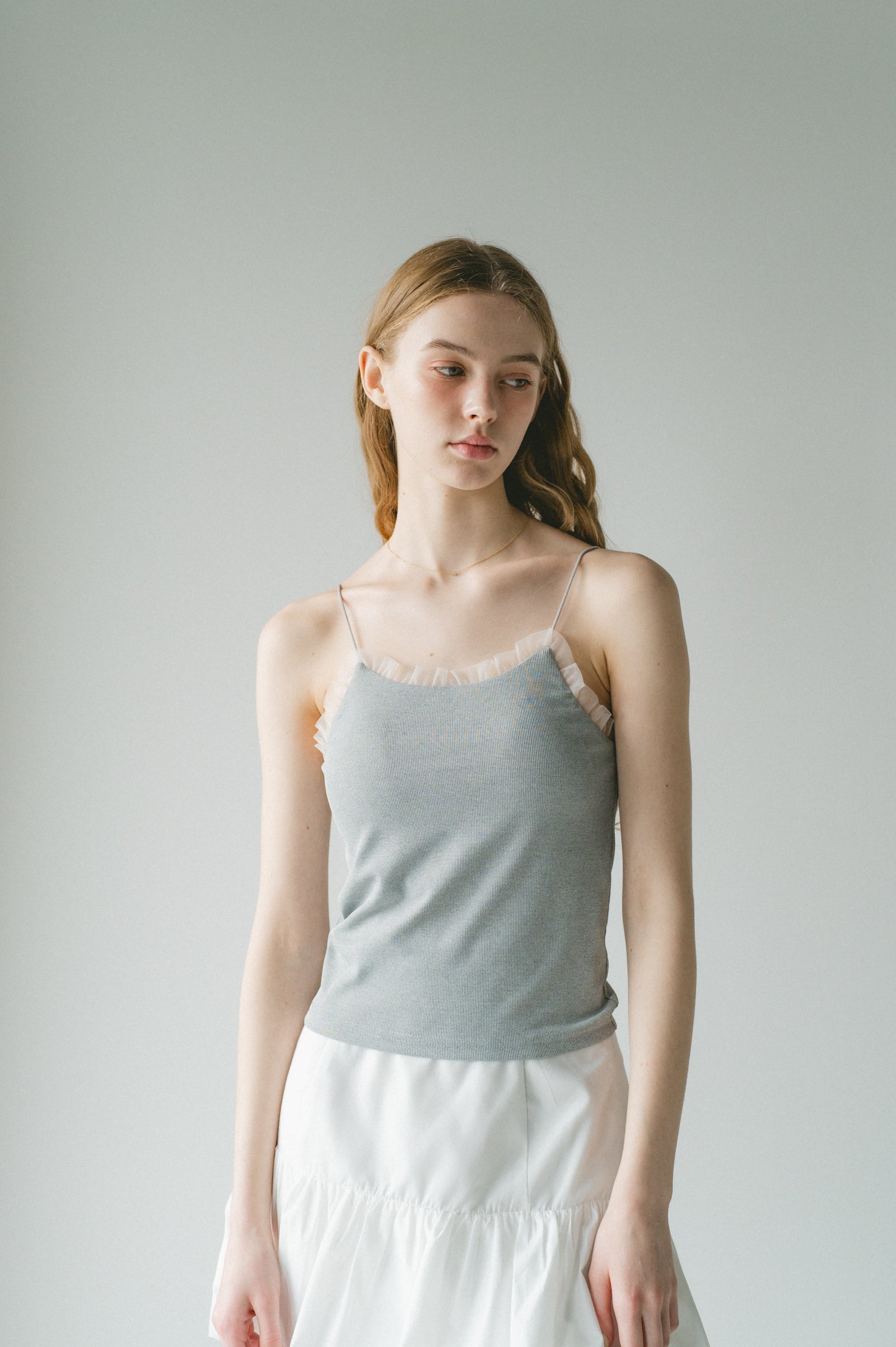 ENOF シルバー キャミソール cup in tulle frill camisole – idem
