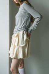 drawstring sheer long sleeve tops
