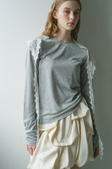 drawstring sheer long sleeve tops