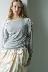 drawstring sheer long sleeve tops