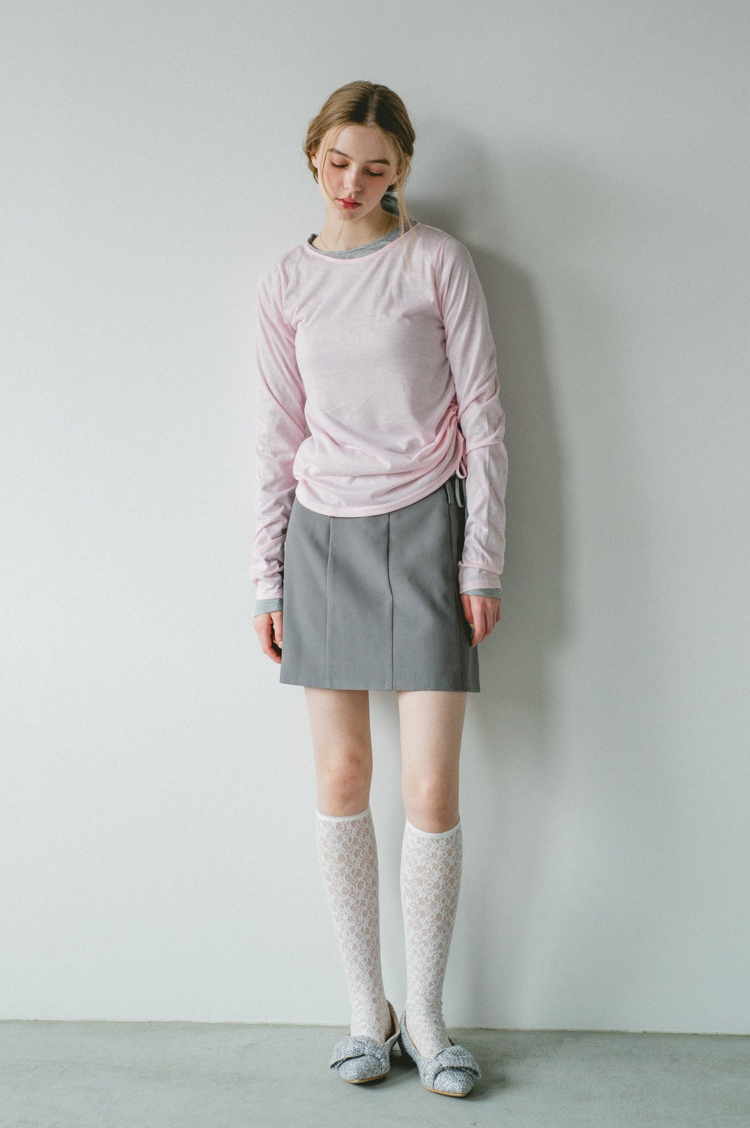 frill belt mini skirt