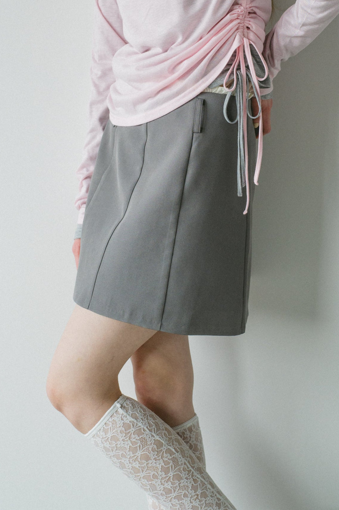 frill belt mini skirt