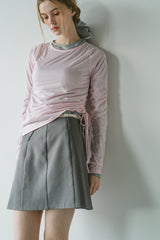 drawstring sheer long sleeve tops