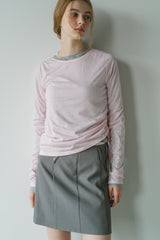 drawstring sheer long sleeve tops