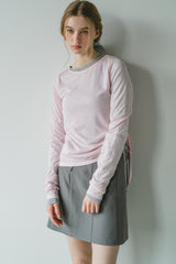 drawstring sheer long sleeve tops