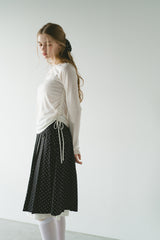 drawstring sheer long sleeve tops